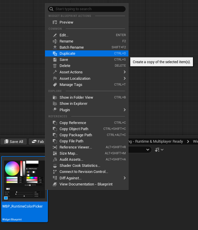 Duplicate WBP_RuntimeColorPicker