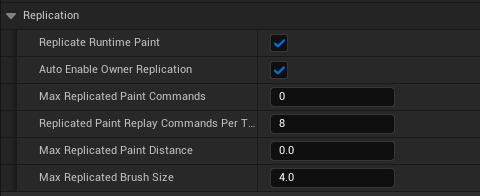 Runtime paint replication settings
