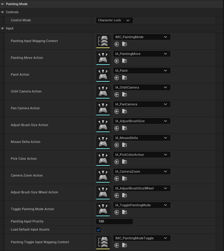 Control mode and input assets
