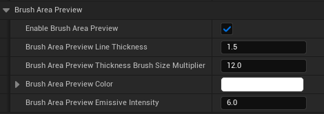 Brush area preview settings