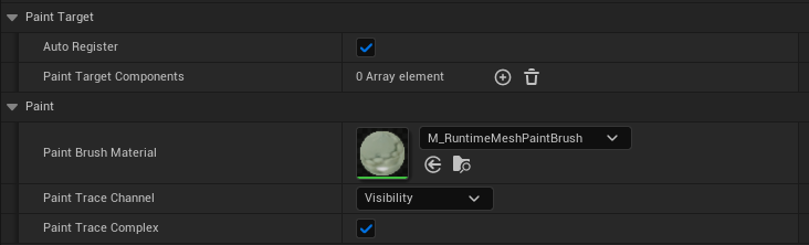Paint target and trace settings