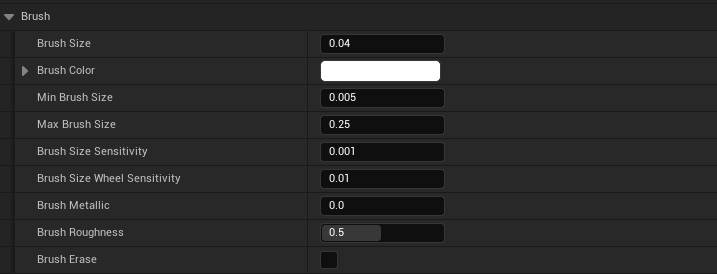 Brush settings