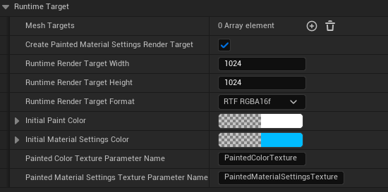 Runtime target settings